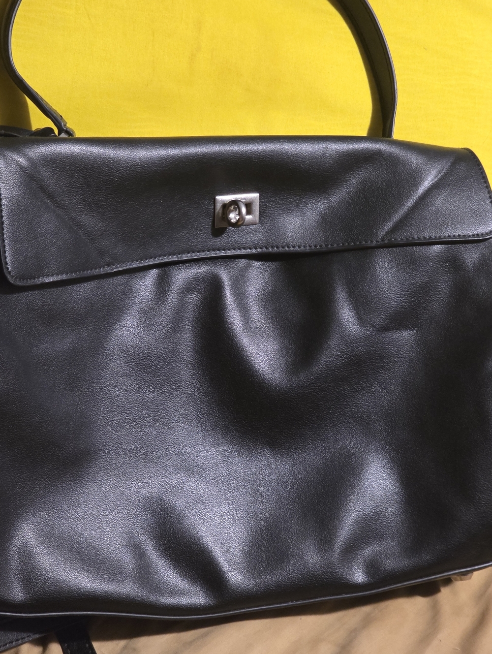 Balenciaga Black Leather Top-Handle Shoulder Bag with Silver Hardware - Picture 2 of 16